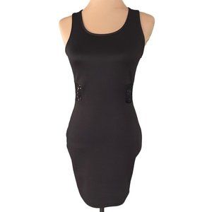Material Girl Black Sleeveless Bodycon Lace Cut Out Dress Womens Size Medium